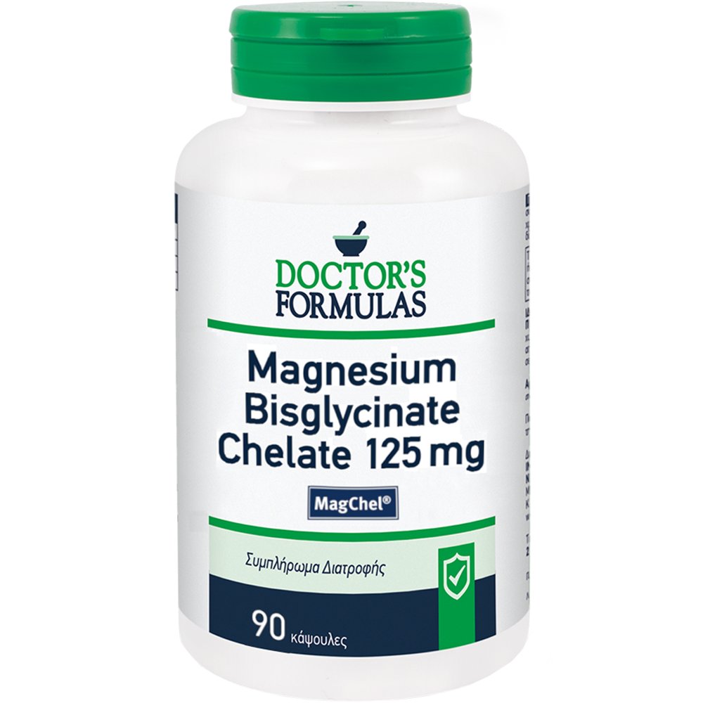 Doctor's Formulas Magnesium Bisglycinate Chelate Συμπλήρωμα Διατροφής Φόρμουλας Χηλικού Μαγνησίου για την Καλή Λειτουργία του Μυϊκού & Νευρικού Συστήματος & Υποστήριξη των Οστών 125mg 90caps