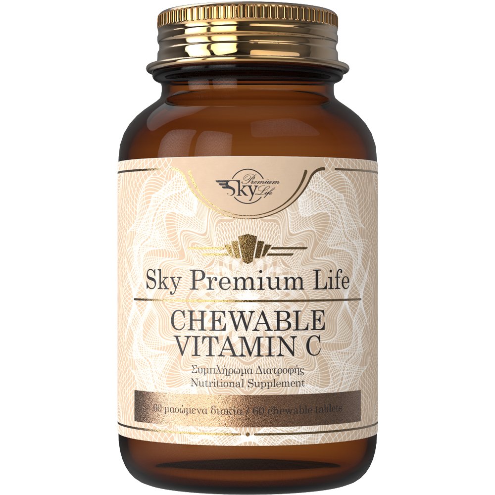 Sky Premium Life Chewable Vitamin C 500mg Συμπλήρωμα Διατροφής για Δυνατό Ανοσοποιητικό & Αντιοξειδωτική Δράση 60 Chew.tabs
