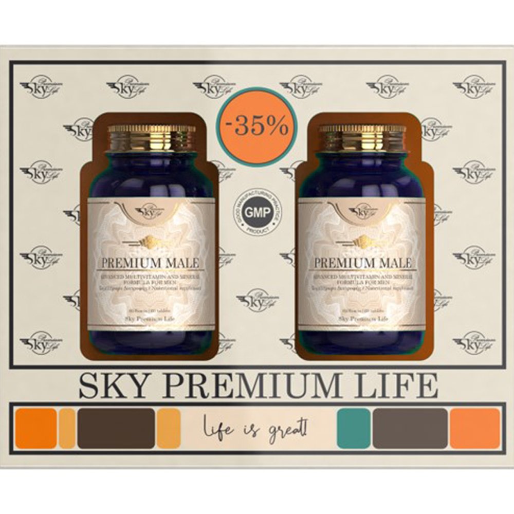 Sky Premium Life Sky Premium Life Promo Premium Male Συμπλήρωμα Διατροφής Πολυβιταμινών & Μετάλλων Ειδικά Σχεδιασμένο για τον Άνδρα για Ενέργεια, Τόνωση & Ευεξία 120tabs (2x60tabs)