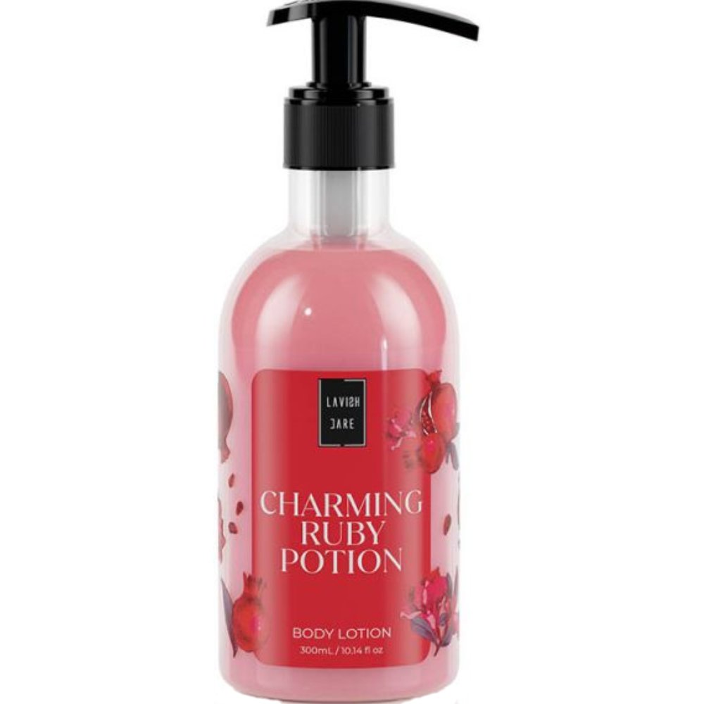 Lavish Care Lavish Care Body Lotion Charming Ruby Potion Ενυδατική Κρέμα Σώματος με Ευχάριστο Άρωμα Ρόδι με Αντλία 300ml