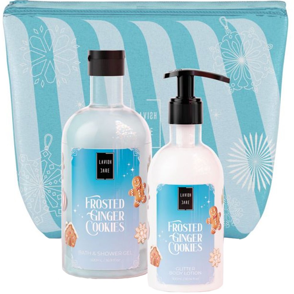 Lavish Care Promo Frosted Ginger Cookies Bath & Shower Gel 500ml & Glitter Body Lotion 300ml & Νεσεσέρ 1 Τεμάχιο
