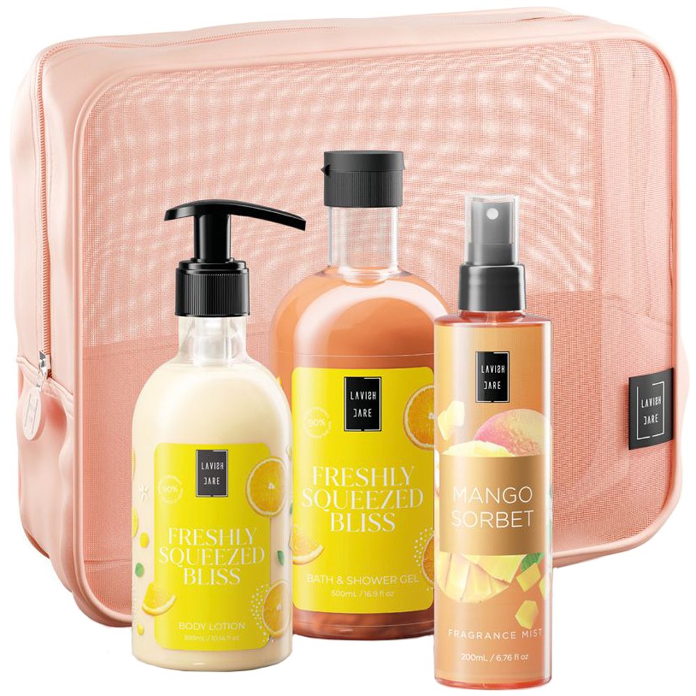 Lavish Care Promo Freshly Squeezed Bliss Bath & Shower Gel 500ml & Body Lotion 300ml & Mango Sorbet Mist 200ml & Νεσεσέρ 1 Τεμάχιο