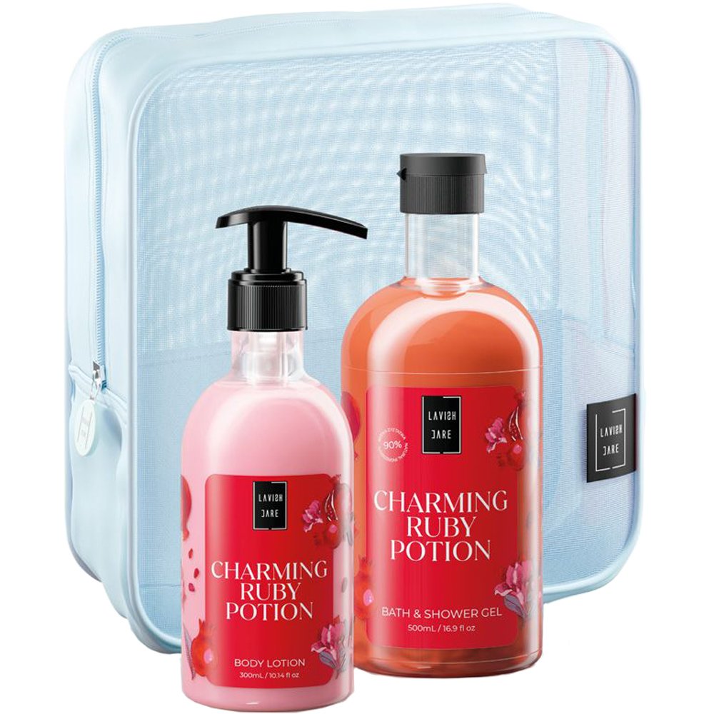 Lavish Care Promo Charming Ruby Potion Bath & Shower Gel 500ml & Body Lotion 300ml & Νεσεσέρ 1 Τεμάχιο