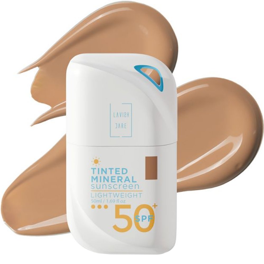 Lavish Care Mineral Tinted No3 Dark Shade Spf50+ Lightweight Sunscreen Αντηλιακή Κρέμα Προσώπου Με Σκούρο Χρώμα Πολύ Υψηλής Προστασίας με Ελαφριά Υφή που δεν Βαραίνει 50ml