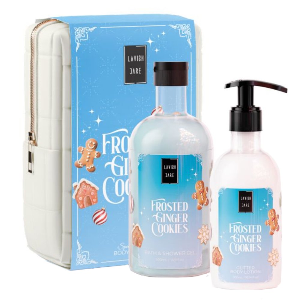 Lavish Care Promo Frosted Ginger Cookies Bath & Shower Gel 500ml & Glitter Body Lotion 300ml & Νεσεσέρ 1 Τεμάχιο