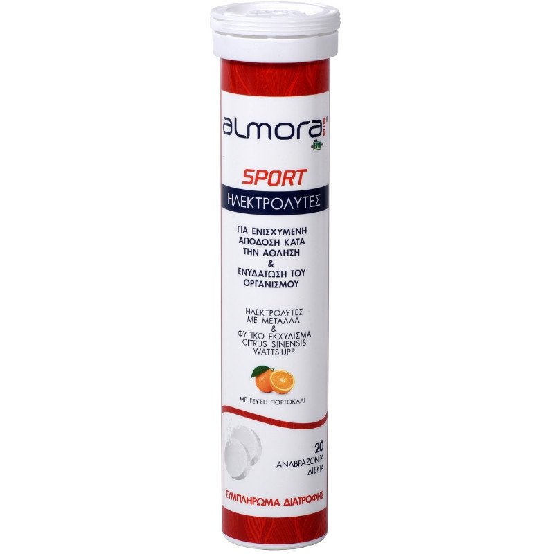 Almora Plus Sport Βοηθάει στην Αναπλήρωση Ηλεκτρολυτών με Γεύση Πορτοκάλι 20eff.tabs