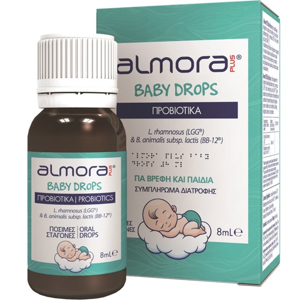 Elpen Almora Plus Baby Probiotics Drops Συμπλήρωμα Διατροφής Προβιοτικών για την Ανακούφιση των Βρεφικών Κολικών & την Καλή Υγεία του Γαστρεντερικού σε Σταγόνες 8ml 31962