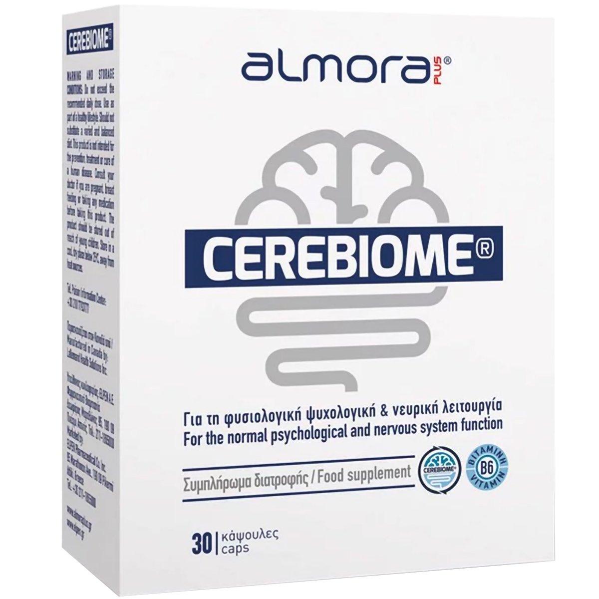 Almora Plus Cerebiome Food Supplement Συμπλήρωμα Διατροφής για τη Φυσιολογική Λειτουργία του Νευρικού Συστήματος & τη Μείωση της Κόπωσης 30caps