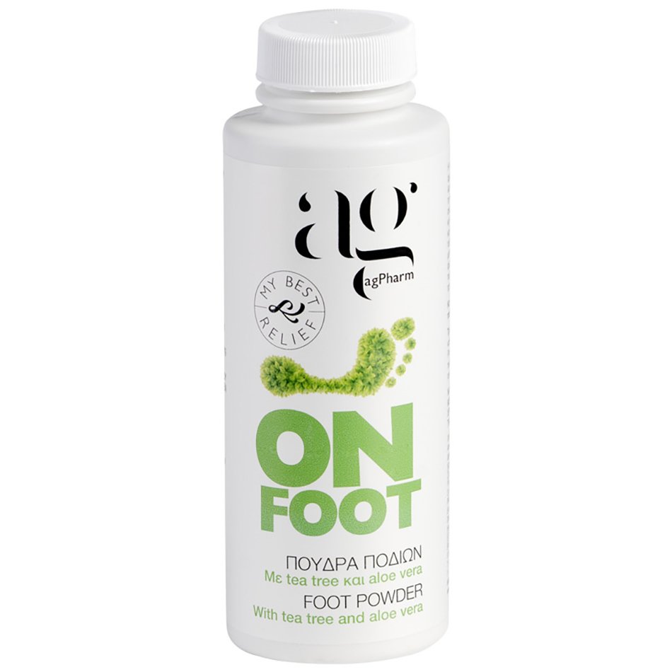 AgPharm on Foot Tea Tree & Aloe Vera Foot Powder Πούδρα Ποδιών Κατά της Κακοσμίας & του Ιδρώτα, με Τεϋόδεντρο & Αλόη 100ml