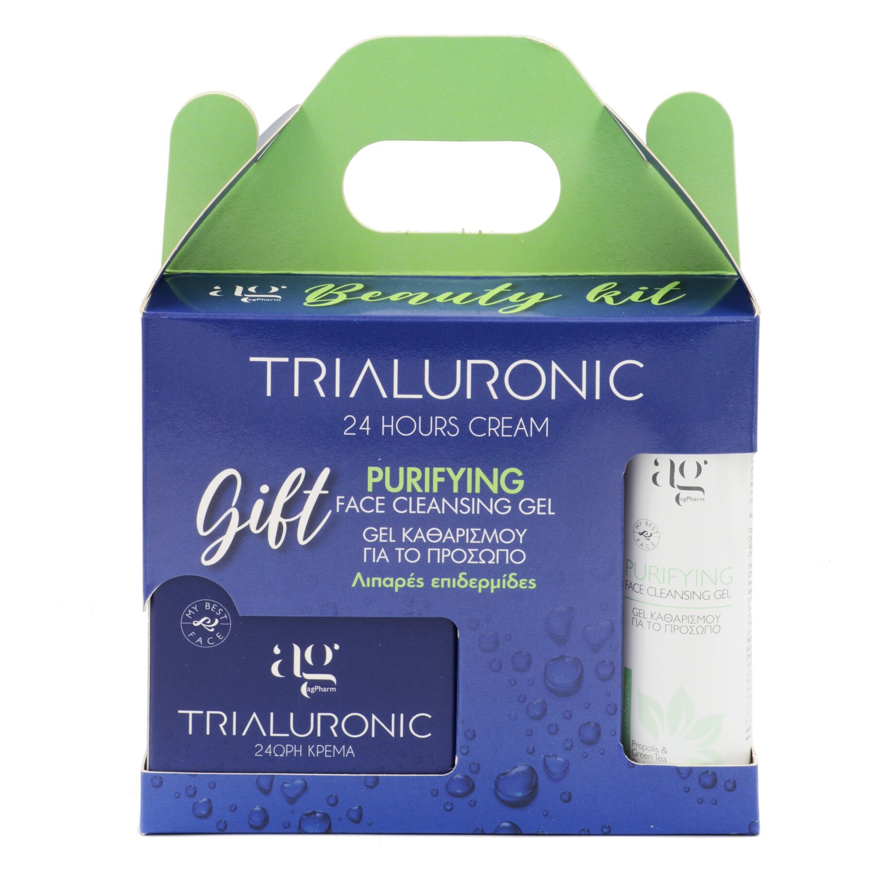 AgPharm Beauty Kit Trialuronic 24h Cream Κρέμα Προσώπου με Τριπλό Υαλουρονικό Οξύ 50ml & Δώρο Purifying Gel Καθαρισμού Προσώπου για Λιπαρές Επιδερμίδες 100ml