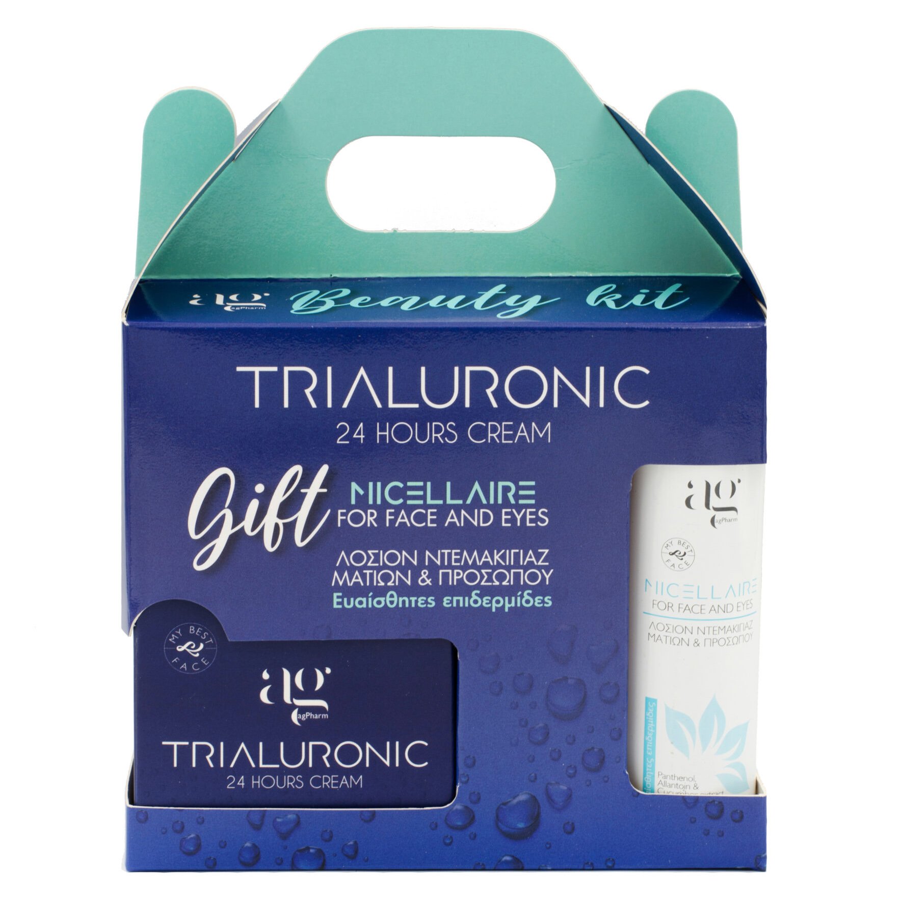 AgPharm Beauty Kit Trialuronic 24h Cream Κρέμα Προσώπου με Τριπλό Υαλουρονικό Οξύ 50ml & Δώρο Micellaire Λοσιόν Ντεμακιγιάζ για Ευαίσθητες Επιδερμίδες 100ml