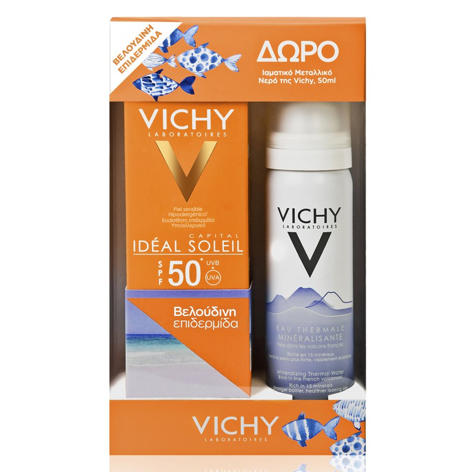 Vichy Πακέτο Προσφοράς Ideal Soleil Velvety Creme Spf50+, 50ml & Δώρο Eau Thermale Mineralisante 50ml