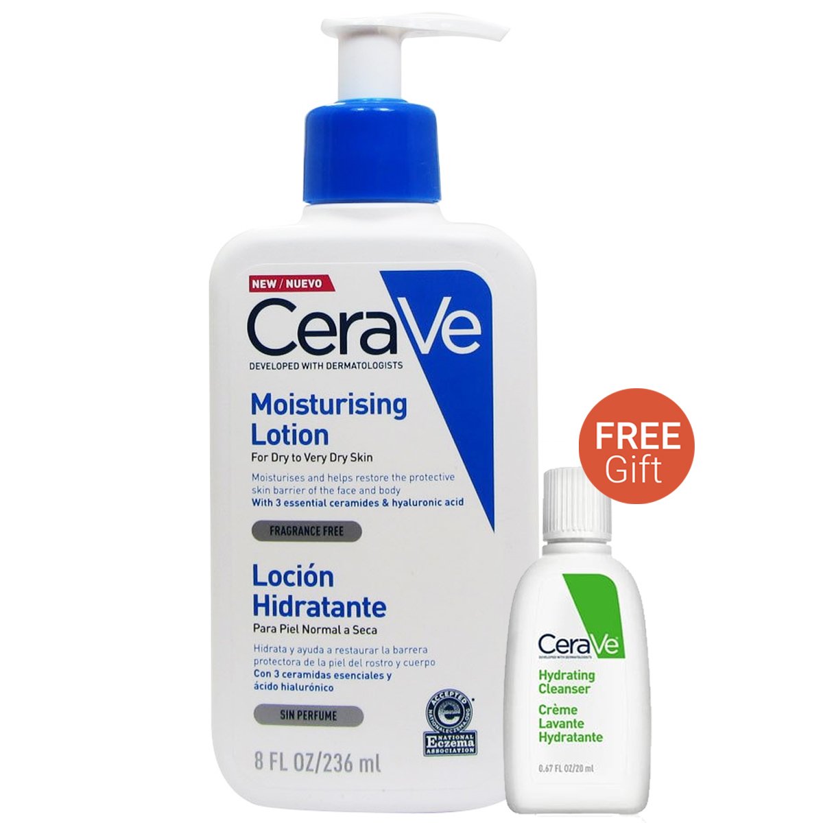 CeraVe Πακέτο Προσφοράς Moisturising Lotion Ενυδατικό Γαλάκτωμα Προσώπου-Σώματος 236m & Δώρο Hydrating Cleanser 20ml