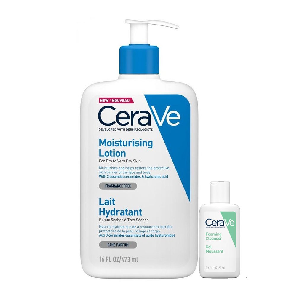 CeraVe Πακέτο Προσφοράς Moisturising Lotion Ενυδατικό Γαλάκτωμα Προσώπου-Σώματος 473m &Δώρο Foaming Cleanser Gel Καθαρισμού 20ml