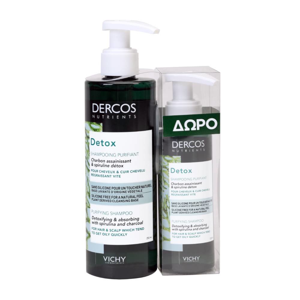 Vichy Promo Dercos Nutrients Detox Shampooing Purifiant Αποτοξίνωσης για Λιπαρά Μαλλιά 250ml & Δώρο Dercos Nutrients Detox 100ml