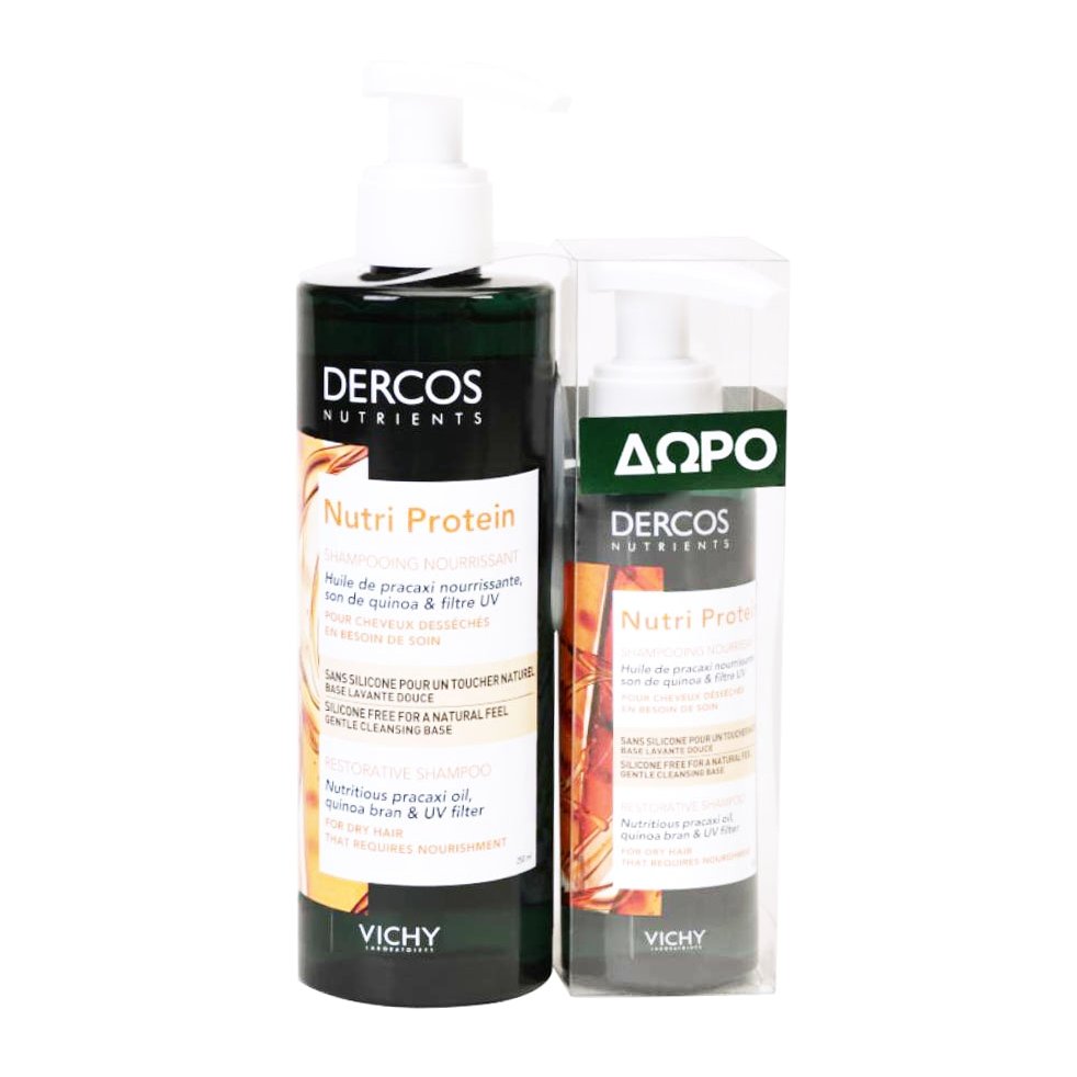 Vichy Promo Dercos Nutri Protein Restorative Shampoo for Dry Hair 250ml & Δώρο Dercos Nutri Protein Restorative Shampoo 100ml