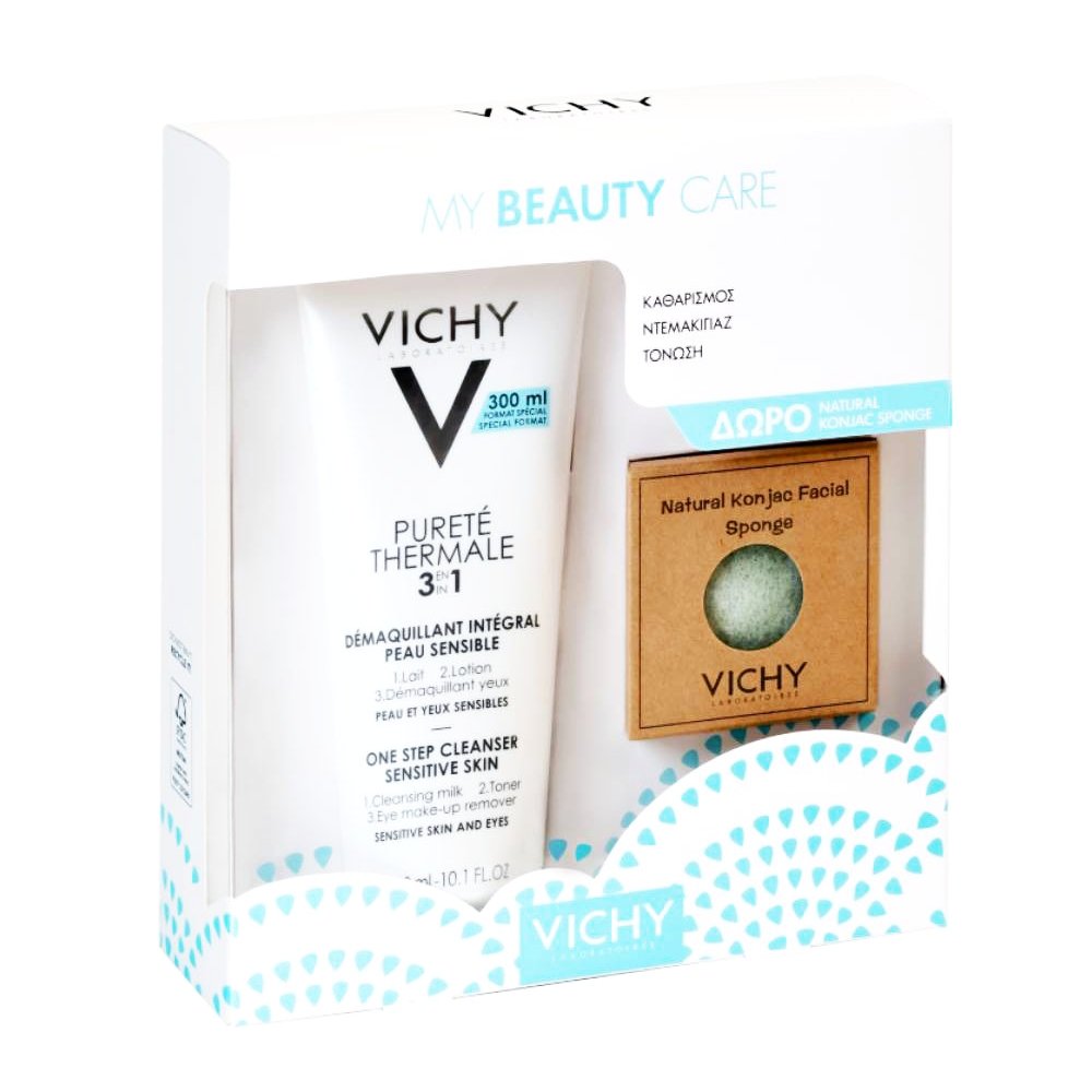 Vichy Promo My Beauty Care Purete Thermale 3in1 Γαλάκτωμα Καθαρισμού 300ml & Δώρο Φυσικό Σφουγγάρι Konjac 1τμχ
