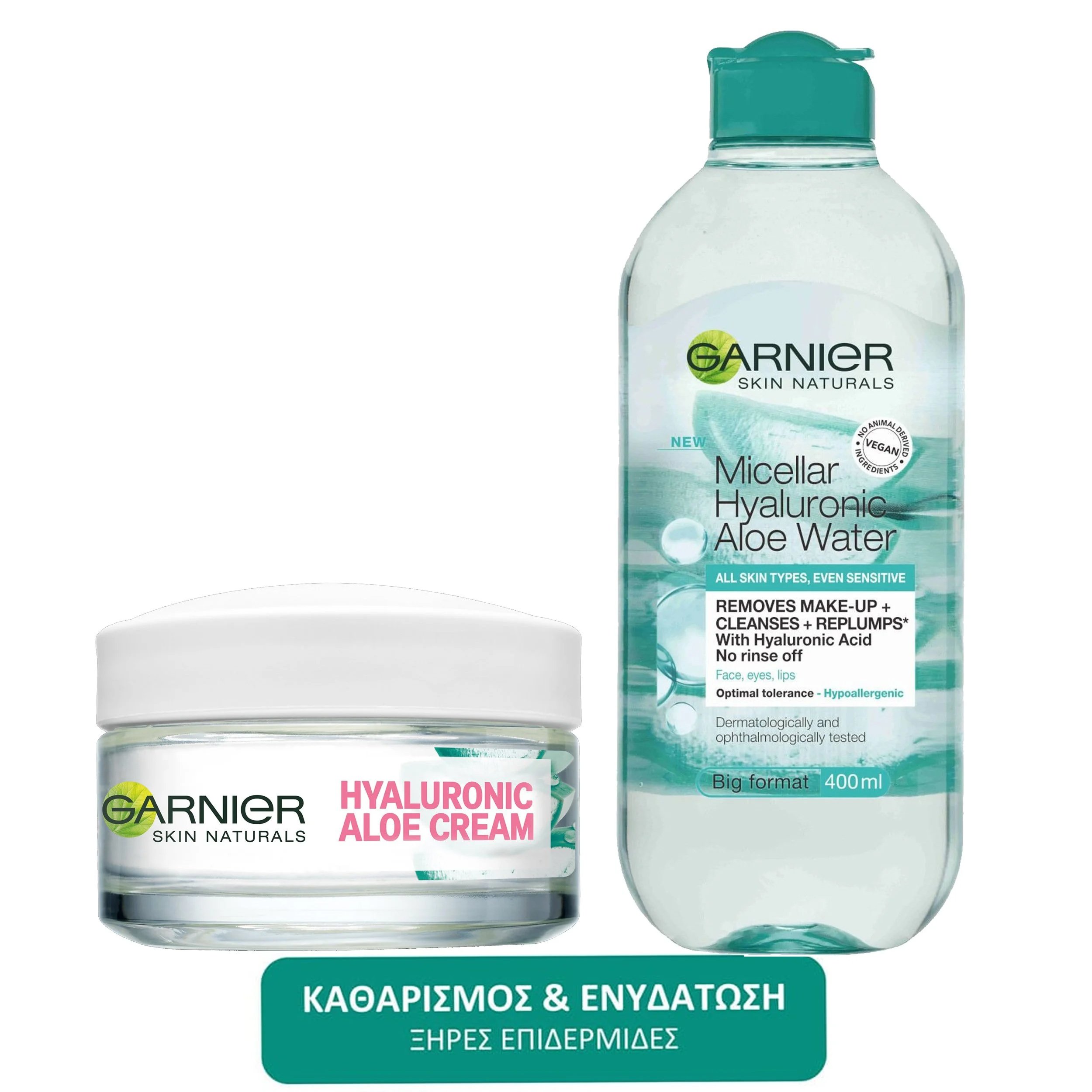 Garnier Πακέτο Προσφοράς Hyaluronic Aloe Cream 50ml & Micellar Hyaluronic Aloe Water for All Skin Types 400ml