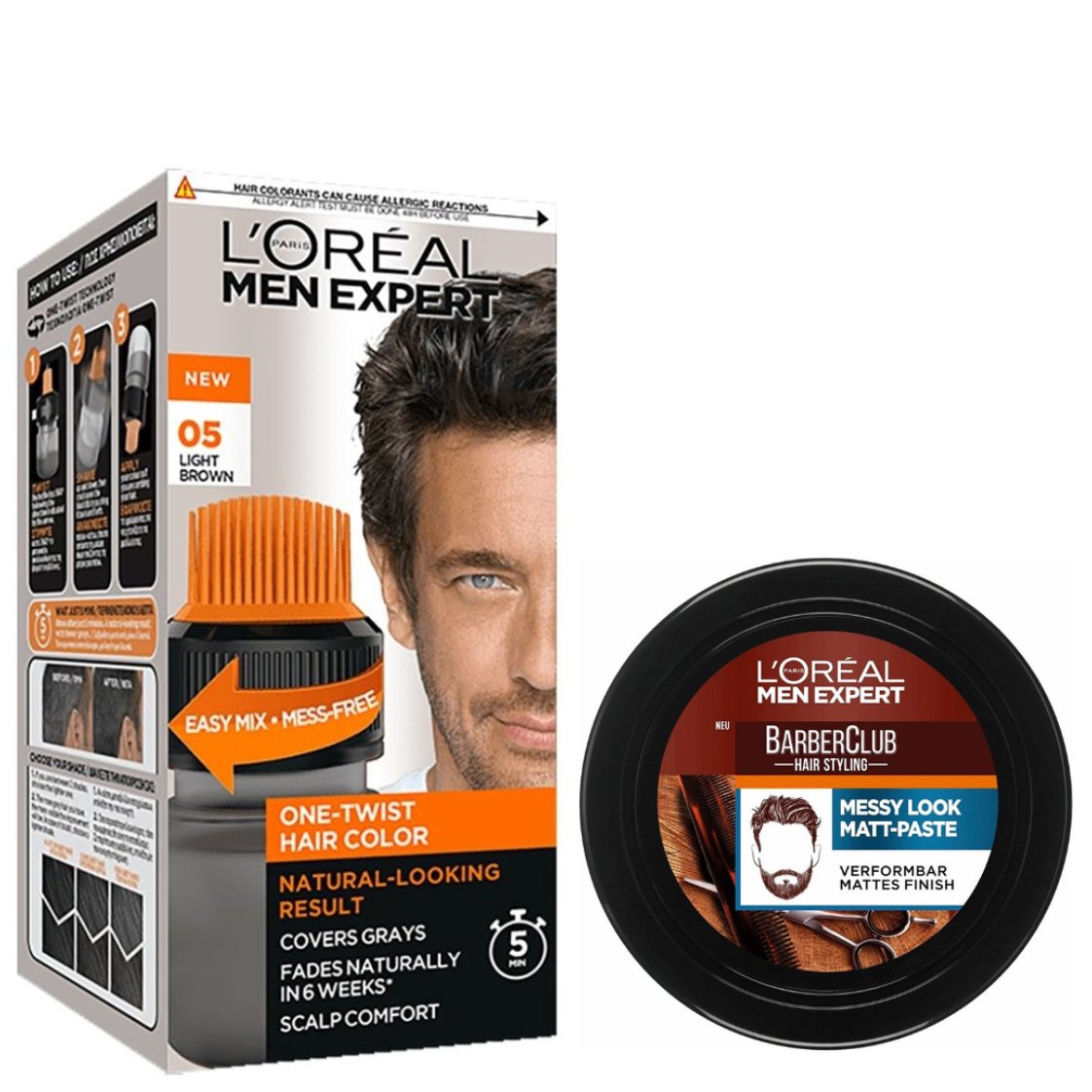 L’oreal Paris Men Expert Πακέτο Προσφοράς One-Twist Hair Colour No 05 Light Brown, 50ml & Messy Hair Molding Clay 75ml