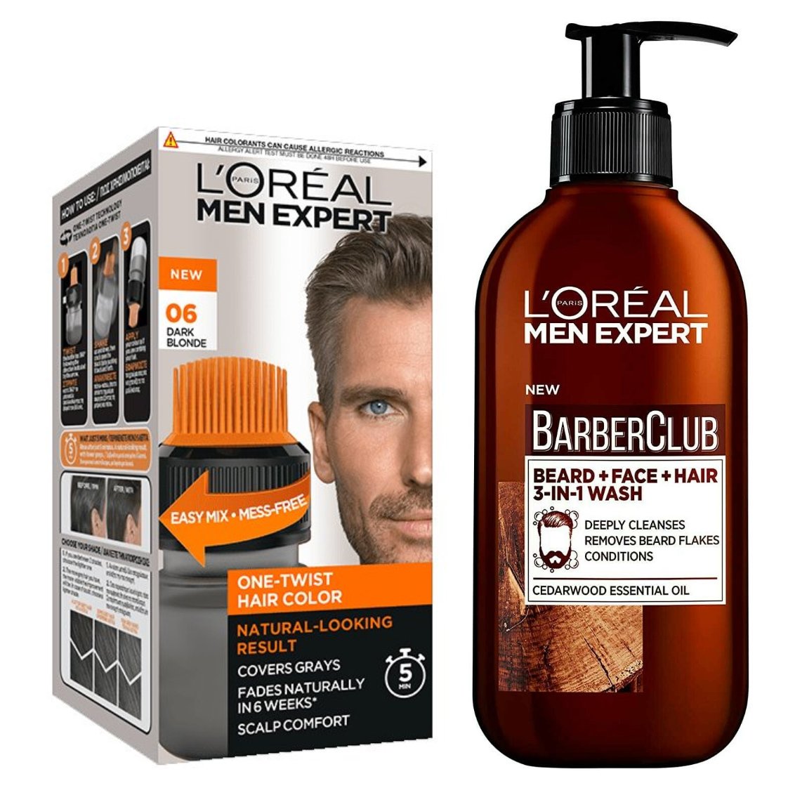 L’oreal Paris Men Expert Πακέτο Προσφοράς Beard, Face & Hair Wash 200ml & One-Twist Hair Colour No 06 Dark Blonde, 50ml