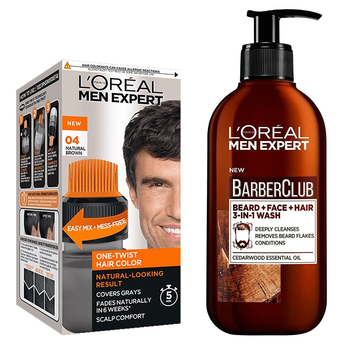 L’oreal Paris Men Expert Πακέτο Προσφοράς Beard, Face & Hair Wash 200ml & One-Twist Hair Colour No 04 Nature Brown, 50ml