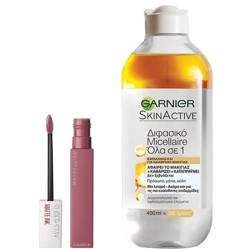 MAYBELLINE Maybelline Πακέτο Προσφοράς Super Stay Matte Ink Liquid Lipstick - 15 Lover 5ml & Garnier Micellaire Water 400ml