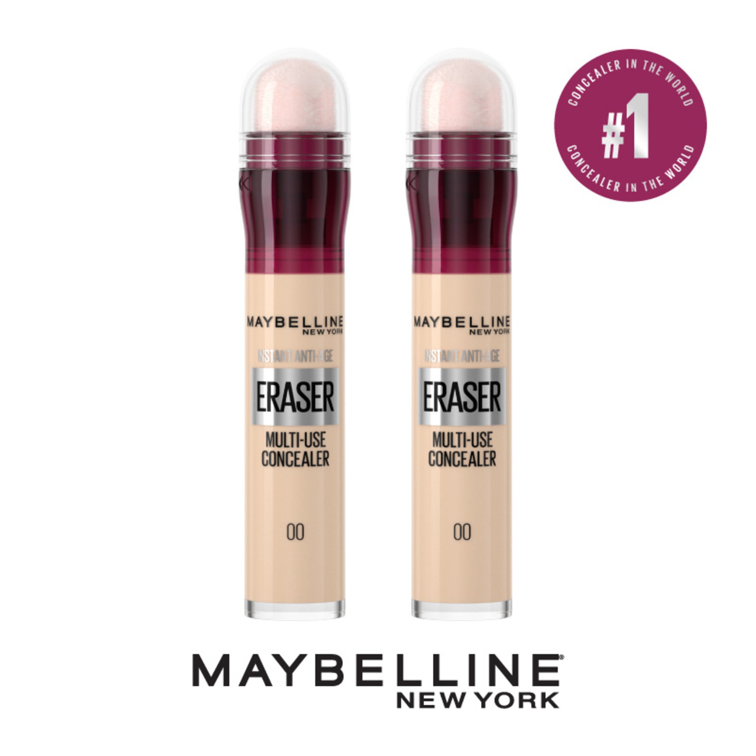 Maybelline Πακέτο Προσφοράς Instant Anti-age Eraser Multi-use Concealer με Ενσωματωμένο Σφουγγαράκι 0 Ivory 2x6ml