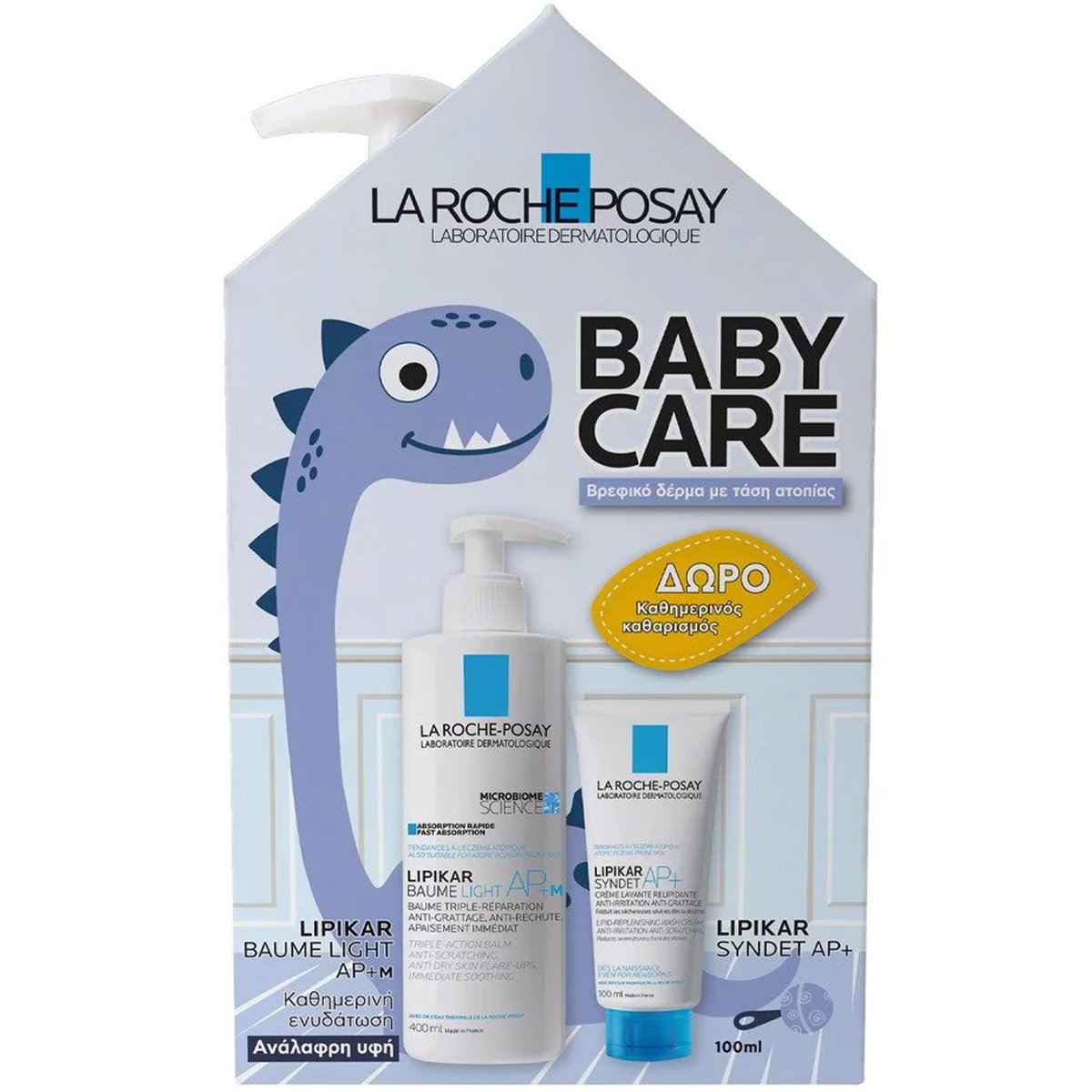 La Roche-Posay Πακέτο Προσφοράς Baby Care Lipikar Baume Light AP+M 400ml & Δώρο Bath Cream Syndet AP+, 100ml