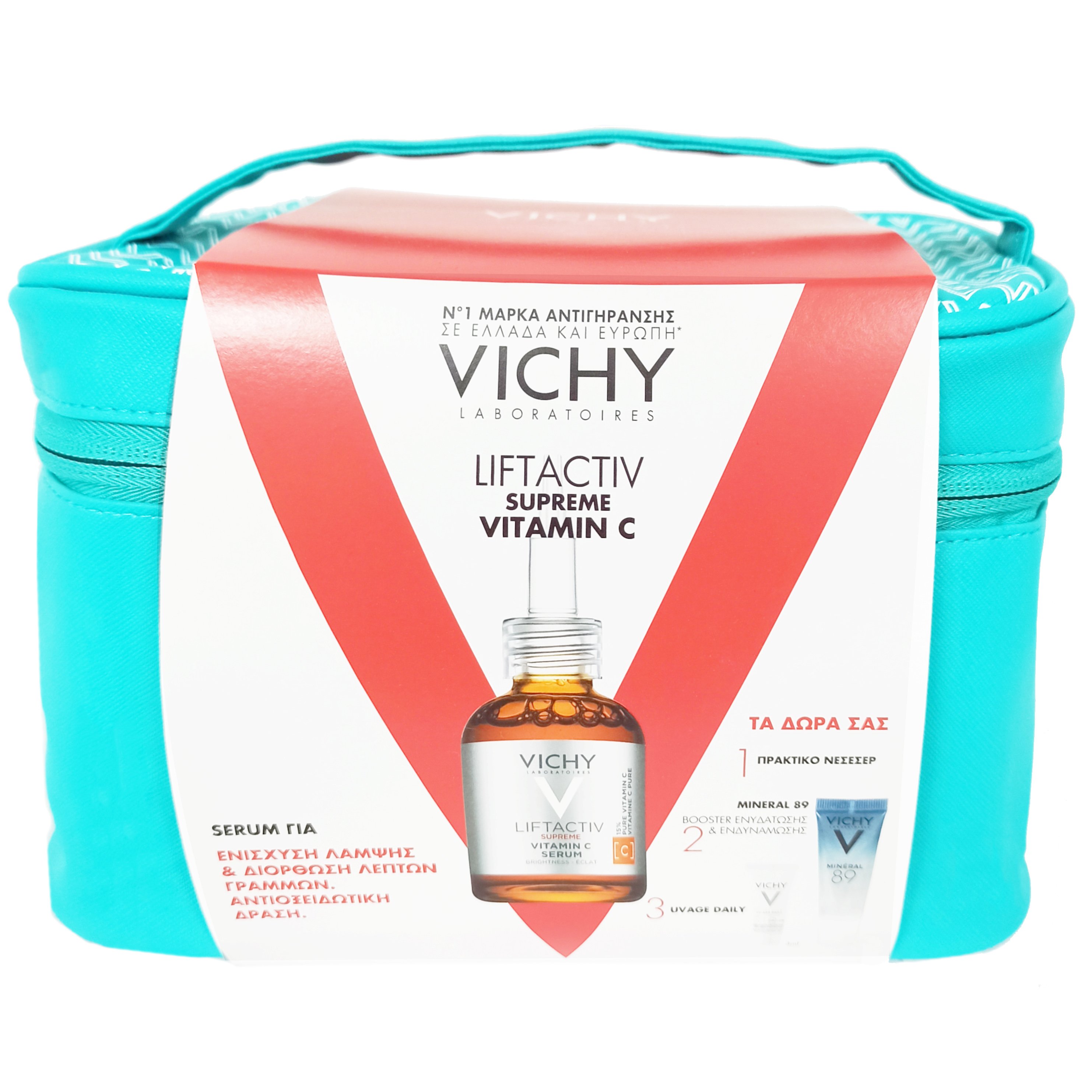 Vichy Promo Liftactiv Supreme Vitamin C Serum Αντιγηραντικός Ορός Προσώπου 20ml & Δώρο Mineral 89 Booster 10ml & Capital Soleil UV- Age Spf50+ Daily 3ml & Νεσεσέρ