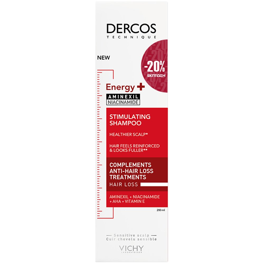 Vichy Dercos Energy+ Stimulating Shampoo Δυναμωτικό Σαμπουάν Κατά της Τριχόπτωσης 200ml Promo -20%