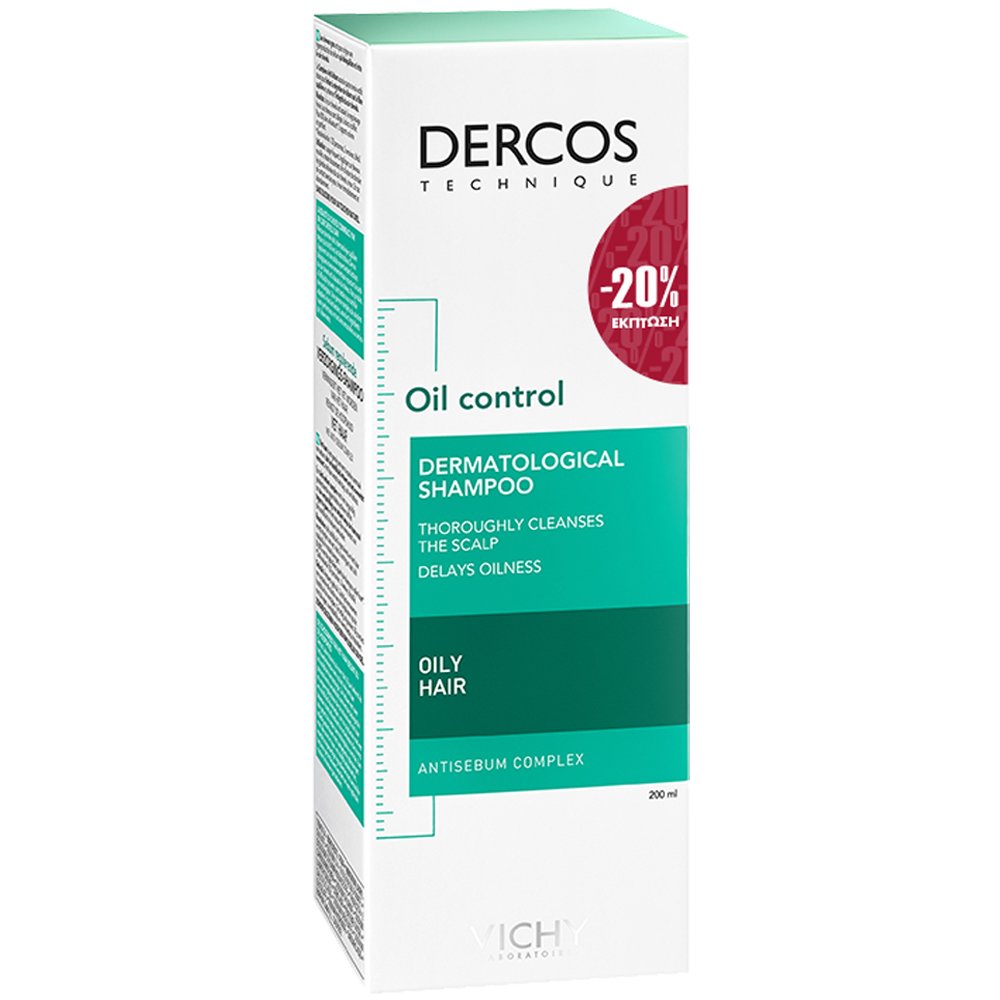 Vichy Dercos Oil Control Dermatological Shampoo Σαμπουάν για Λιπαρά Μαλλιά 200ml Promo -20%