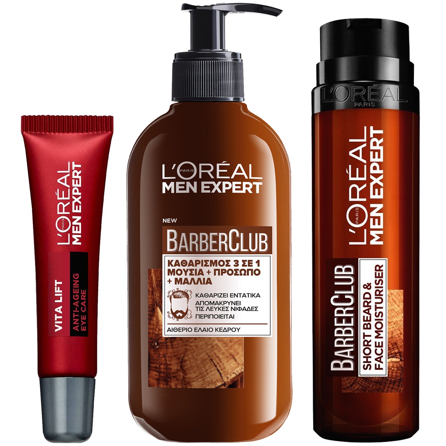 L’oreal Paris Πακέτο Προσφοράς Men Expert Barber Club Beard, Face & Hair Wash Gel 200ml, Face Moisturiser 50ml & Vita Lift Anti-Ageing Eye Cream 15ml