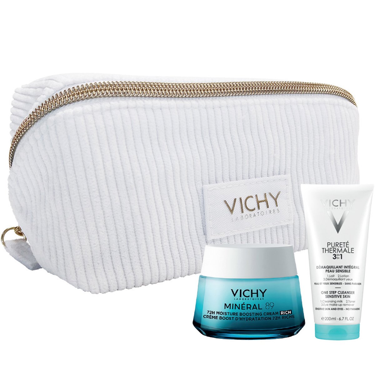 Vichy Promo Mineral 89 72h Moisture Boosting Cream Rich 50ml & Purete Thermal One Step Cleanser Sensitive Skin – Eyes 3 in 1, 100ml & Νεσεσέρ