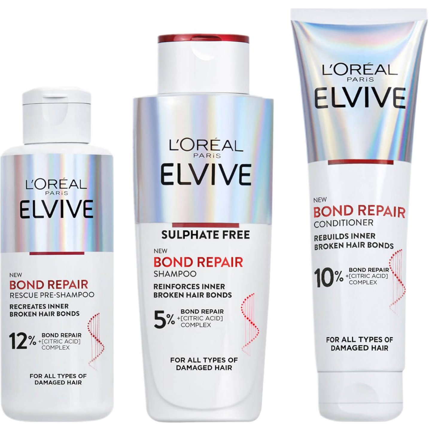 L'Oreal Paris Promo Elvive Bond Repair Rescue Pre-Shampoo 200ml & Shampoo 200ml & Conditioner 150ml