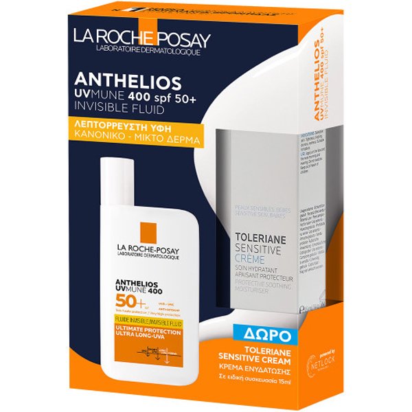 La Roche-Posay La Roche-Posay Promo Anthelios UVMune 400 Spf50+ Invisible Fluid 50ml & Δώρο Toleriane Sensitive Moisturiser Cream 15ml