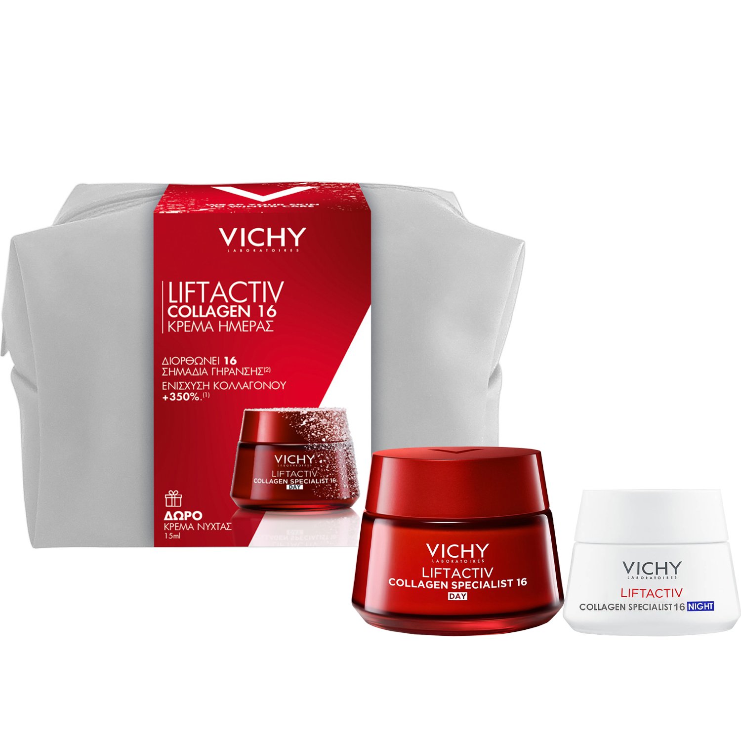 Vichy Promo Liftactiv Collagen Specialist 16 Day Cream 50ml & Δώρο Night Cream 15ml & Δώρο Νεσεσέρ 1 Τεμάχιο