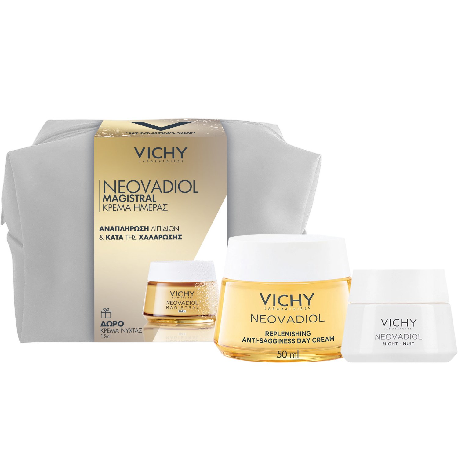 Vichy Promo Neovadiol Magistral Post Menopause Replenishing Firming Anti-Sagginess Day Cream 50ml & Δώρο Night Cream 15ml & Δώρο Νεσεσέρ 1 Τεμάχιο