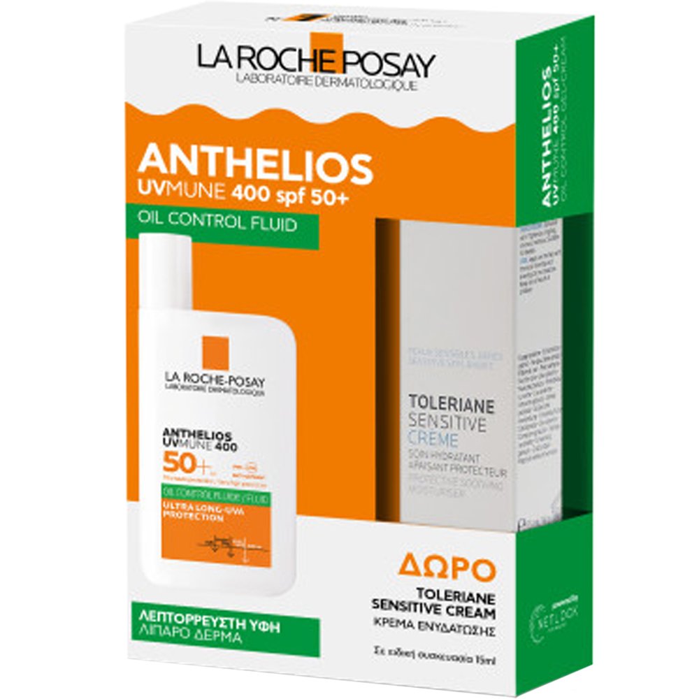 La Roche-Posay Promo Anthelios UVMune 400 Oil Control Fluid Spf50+, 50ml & Δώρο Toleriane Moisturiser Sensitive Cream 15ml