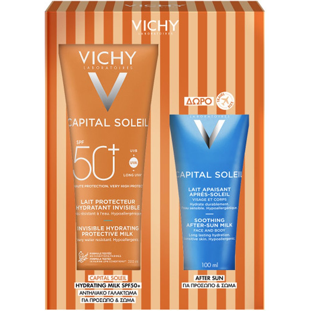 Vichy Promo Capital Soleil Invisible Hydrating Protective Milk Spf50+, 300ml & Δώρο After Sun 100ml