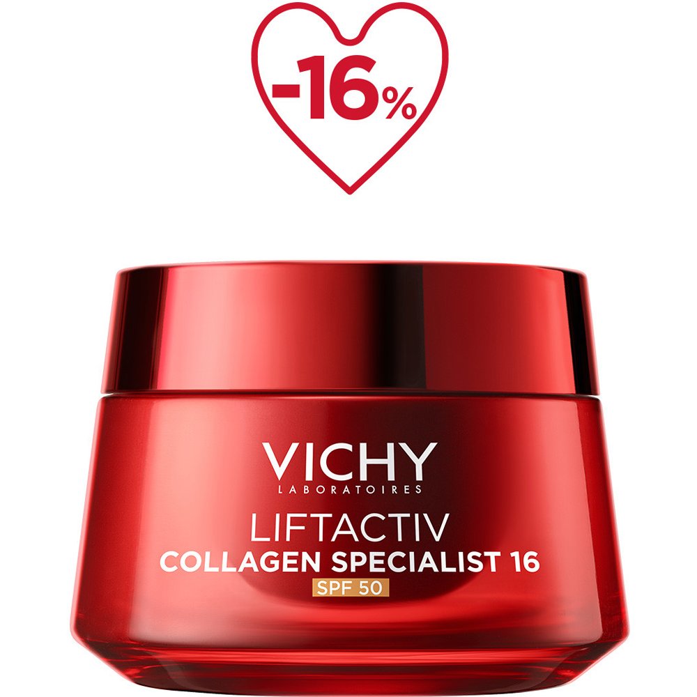 Vichy Promo Liftactiv Collagen Specialist 16 Bonding Day Cream Spf50 Αντιγηραντική Κρέμα Ημέρας Προσώπου Υψηλής Προστασίας που Ενισχύει την Παραγωγή Κολλαγόνου & Καταπολεμά τα 16 Σημάδια της Γήρανσης 50ml