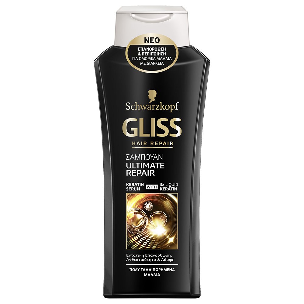 Schwarzkopf Gliss Ultimate Repair Shampoo Σαμπουάν Εμπλουτισμένο με 3x Περισσότερη Κερατίνη για Πολύ Ταλαιπωρημένα Μαλλιά 400ml