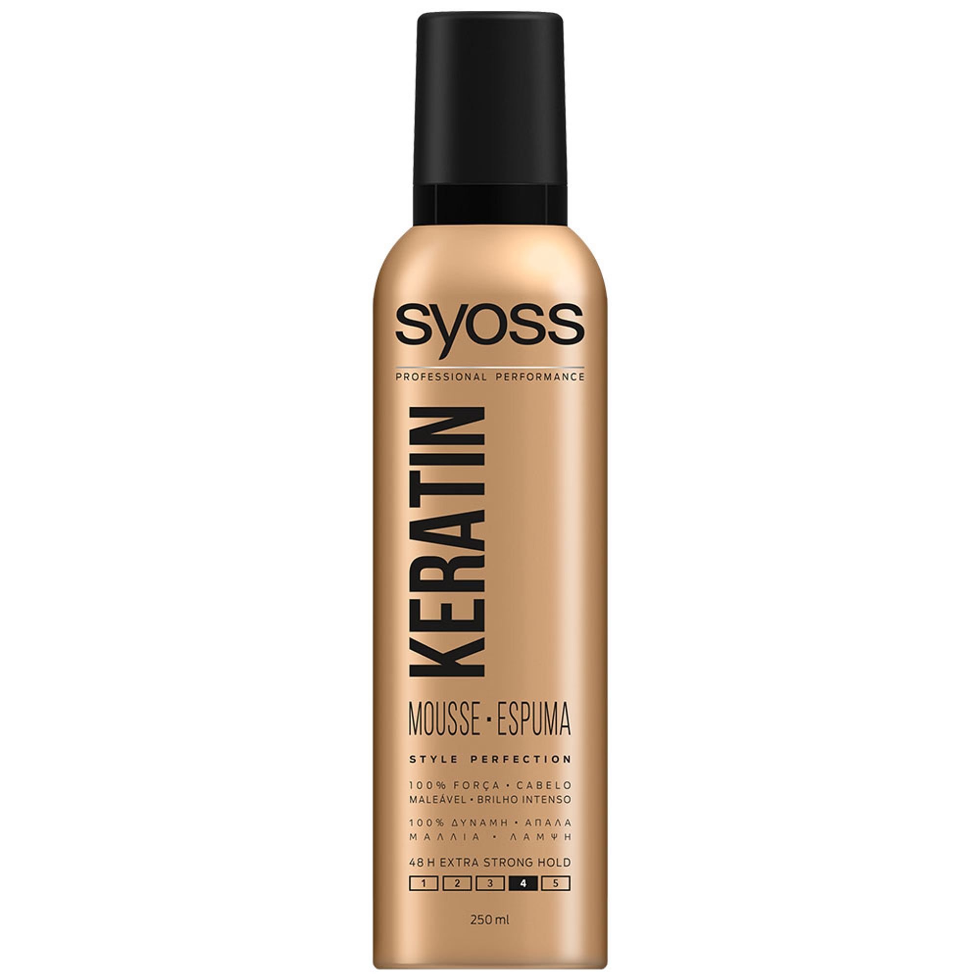 Syoss Mousse Keratin Επαγγελματικός Αφρός Μαλλιών για Δυνατό Κράτημα & Απαλά Μαλλιά Γεμάτα Ζωντάνια & Λάμψη 250ml