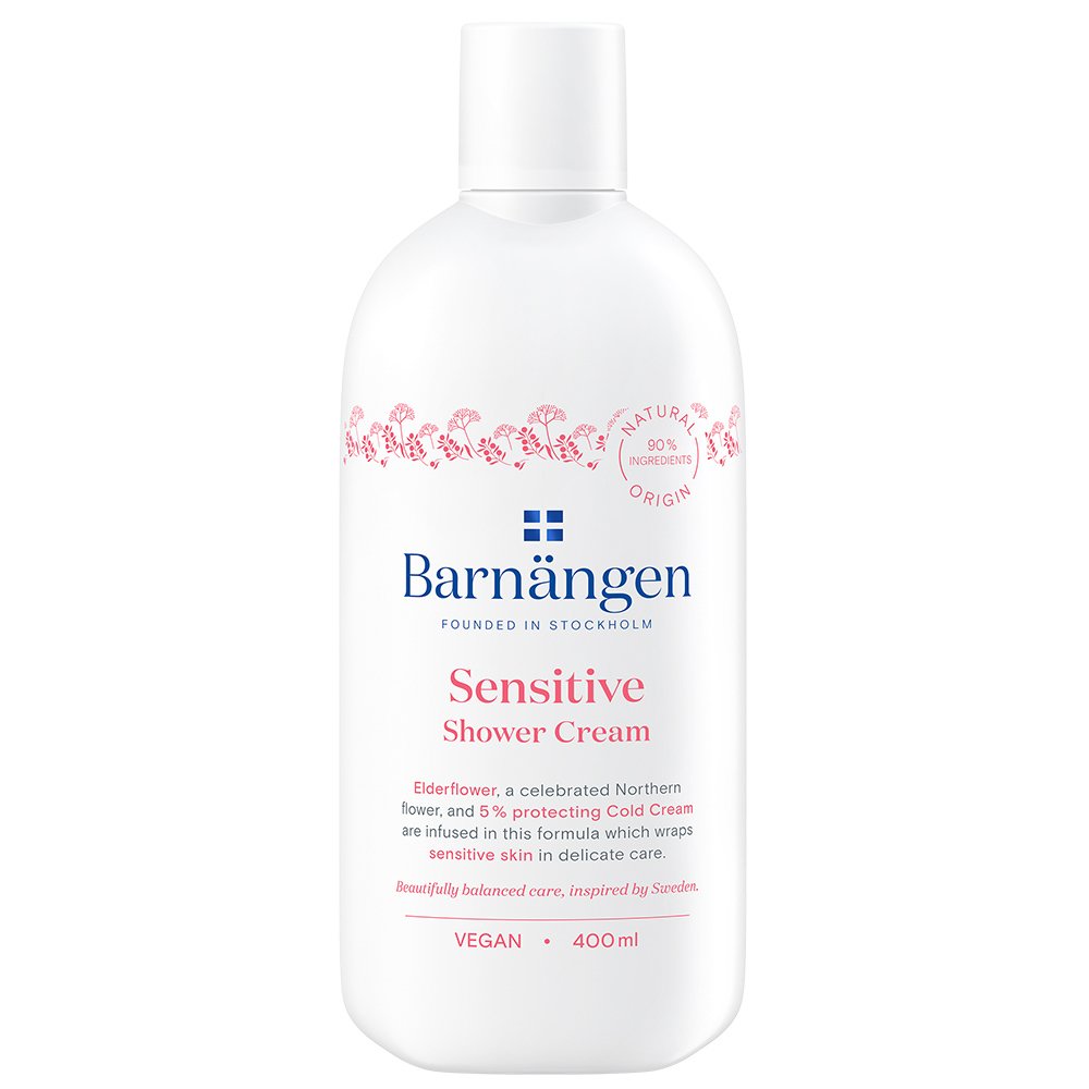 Barnangen Shower Cream Sensitive Κρεμώδες Αφροντούς με Άνθη Κουφοξυλιάς & 5% Cold Cream για Ευαίσθητες Επιδερμίδες 400ml