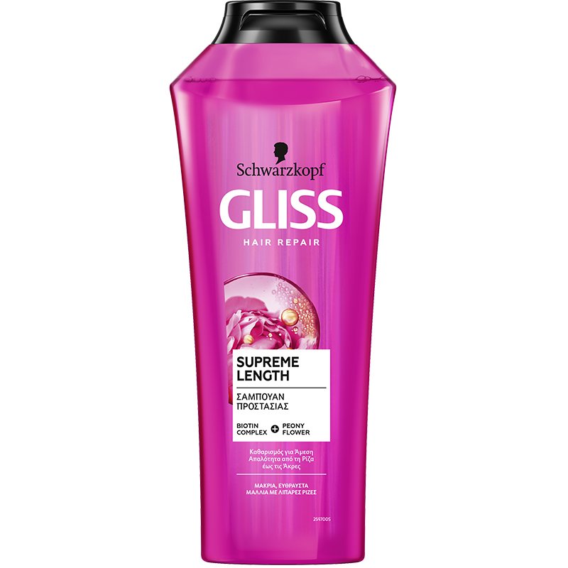 Schwarzkopf Gliss Supreme Length Shampoo Απαλό Σαμπουάν για Εύθραυστα Μακριά Μαλλιά με Λιπαρές Ρίζες 400ml