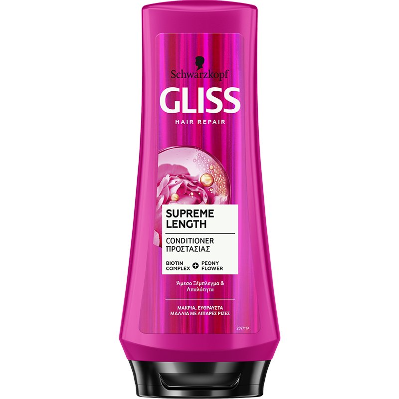 Schwarzkopf Gliss Supreme Length Conditioner Κρέμα Περιποίησης για Εύθραυστα Μακριά Μαλλιά με Λιπαρές Ρίζες 200ml