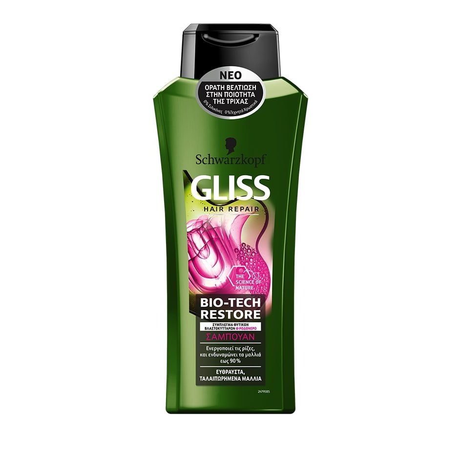 Schwarzkopf Gliss Bio-Tech Restore Shampoo Σαμπουάν Αναδόμησης Για Εύθραυστα Ταλαιπωρημένα Μαλλιά 400ml