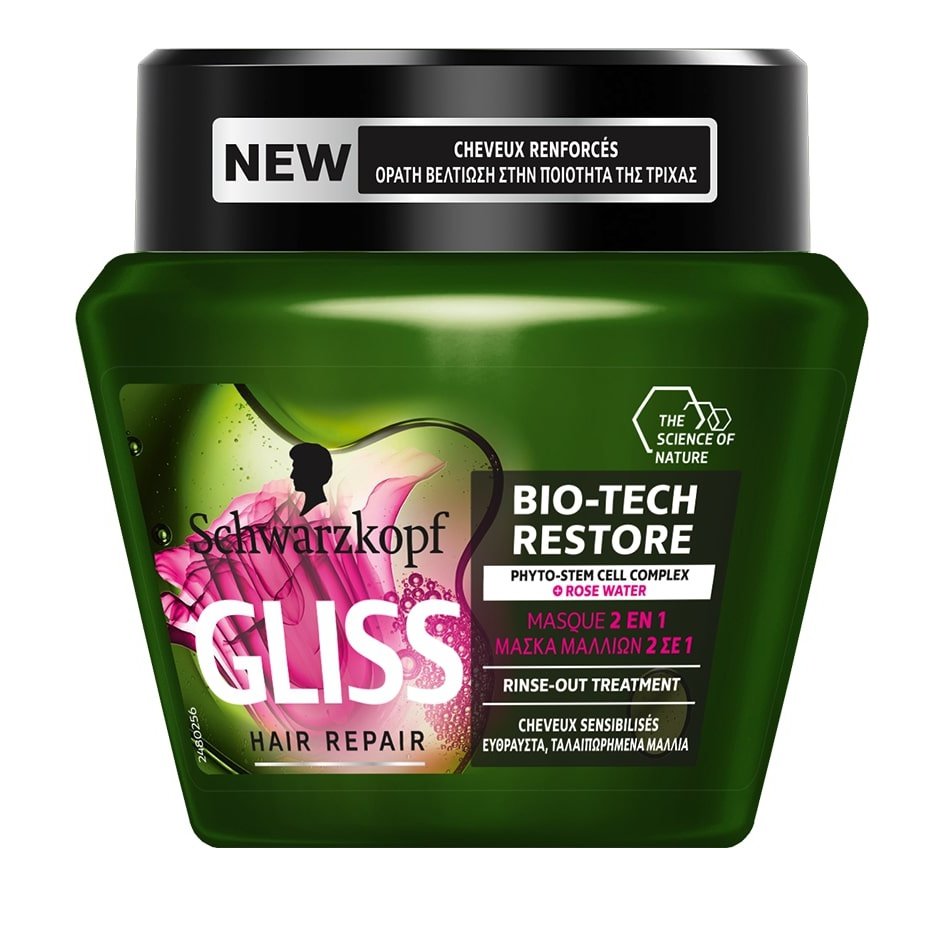 Gliss Bio-Tech Restore Hair Repair Mask 2in1 Μάσκα Επανόρθωσης για Ταλαιπωρημένα Εύθραυστα Μαλλία 300ml