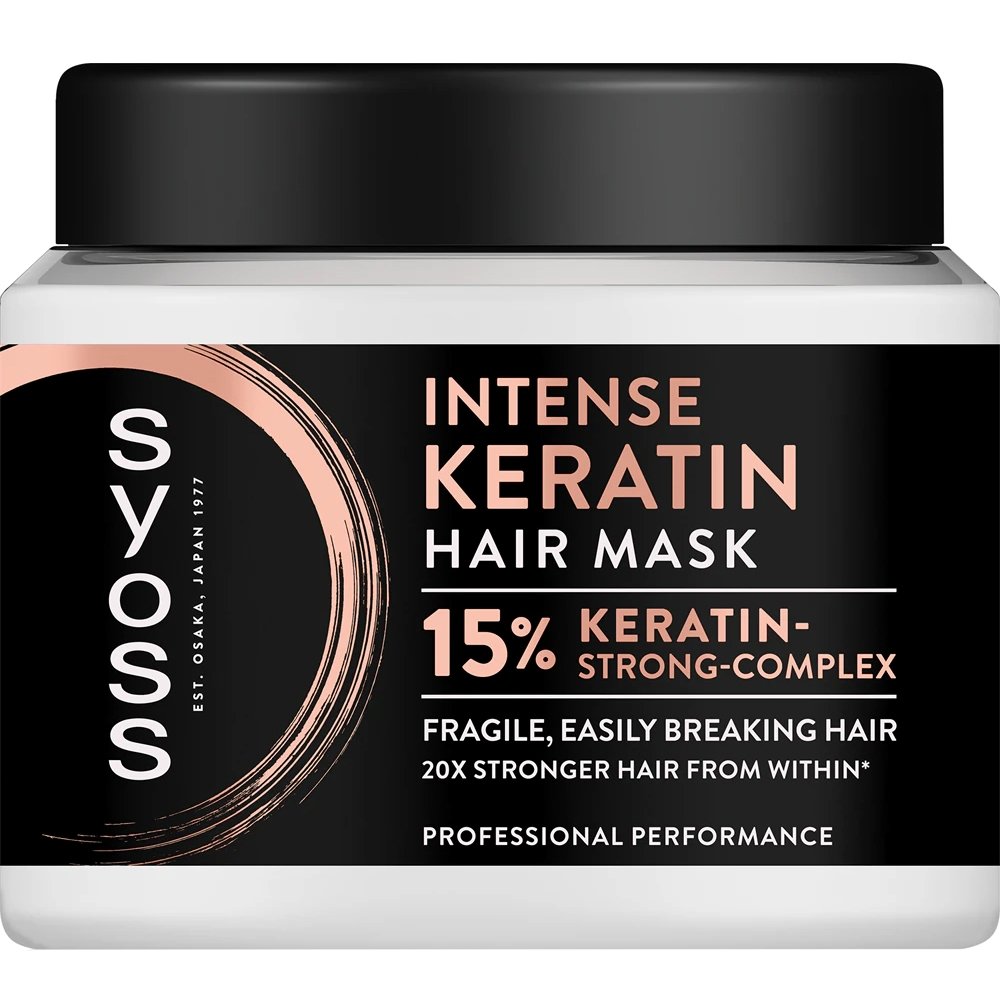 Syoss Syoss Intense Keratin Fragile, Easily Breaking Hair Mask Μάσκα Μαλλιών Εντατικής Ενυδάτωσης με 15% Σύμπλεγμα Κερατίνης για Δυνατά Μαλλιά από Μέσα προς τα Έξω Χωρίς να Σπάνε 400ml