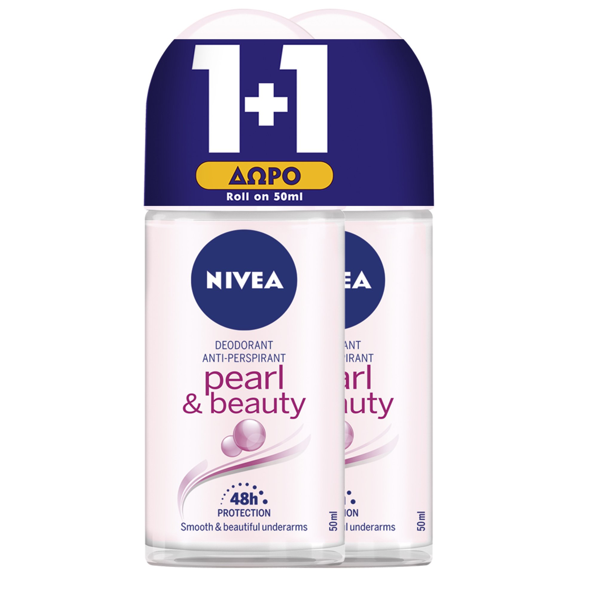 Nivea Πακέτο Προσφοράς Pearl & Beauty Anti Perspirant Roll on Deo 2x50ml 1+1 Δώρο