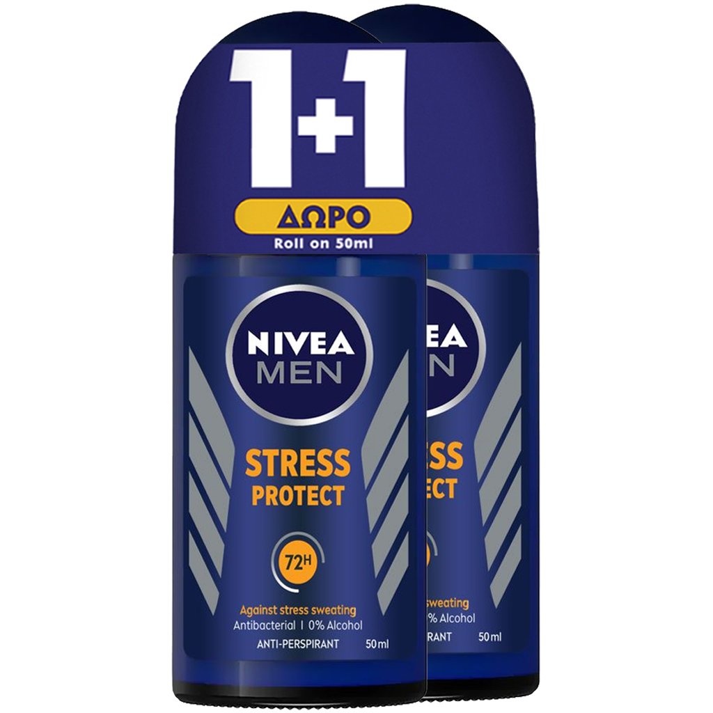Nivea Πακέτο Προσφοράς Men Stress Protect 72h Deo Roll-on Ανδρικό Αποσμητικό 72ωρης Προστασίας από τον Ιδρώτα 2x50ml